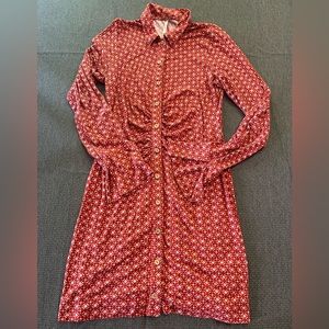 Free People Shayla Mini Dress Brick Red Patterned Size Large